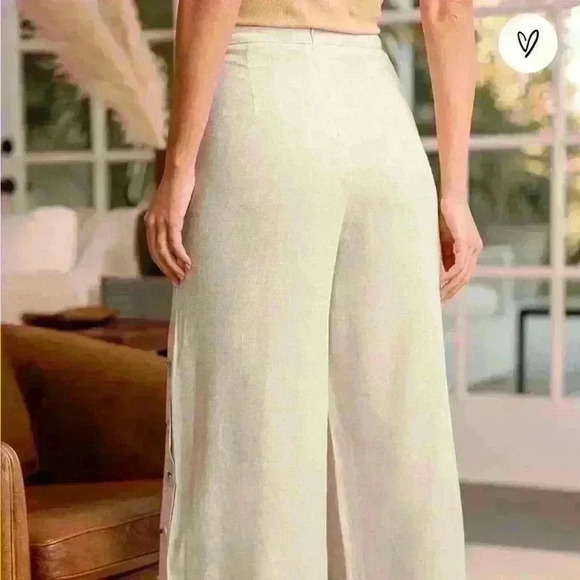 Lulus NWT Tropical Resort Beige Wide-Leg Side Button Pants - Picture 8 of 11